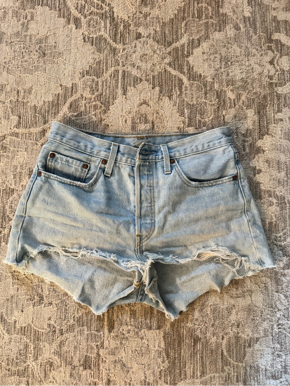 Levi's Light Blue Distressed Denim Cutoff Shorts